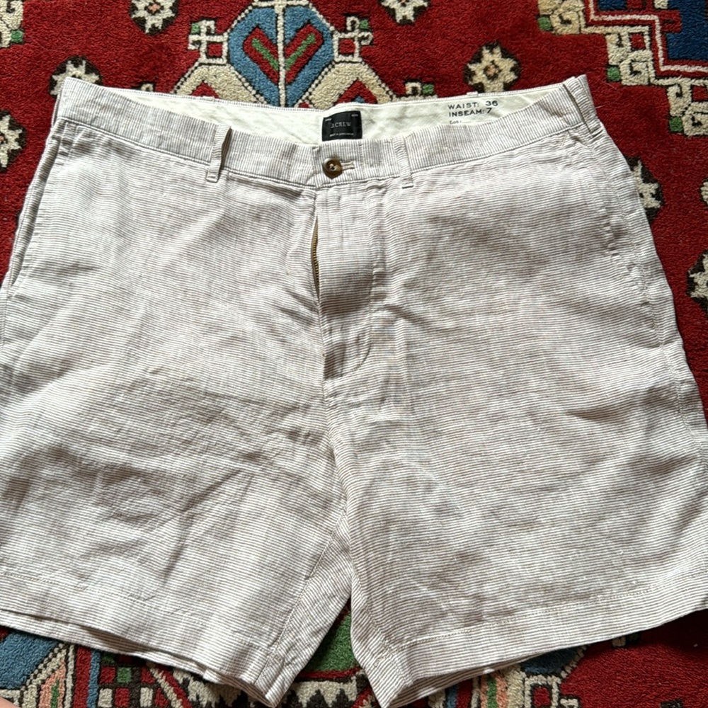 Brown stripe linen shorts - Picture 4 of 6